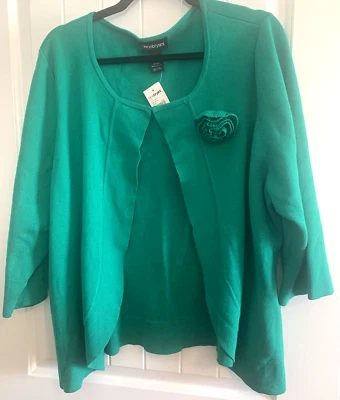 Cárdigan Lane Bryant para mujer talla 26/28 verde 100 % algodón manga 3/4 clásico nuevo con etiquetas Foto 1 de 4