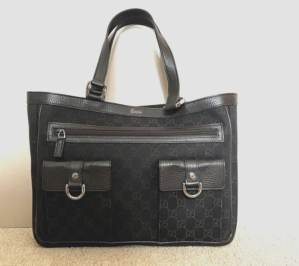 Auténtico BOLSO DE MANO ABADÍA GUCCI MARRÓN GG LONA/CUERO HECHO EN ITALIA Foto 1 de 4