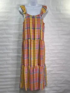 TIME And TRU Women’s Sz L Multicolor Pockets Ruffle Sleeve Midi A-line Dress - Picture 1 of 10