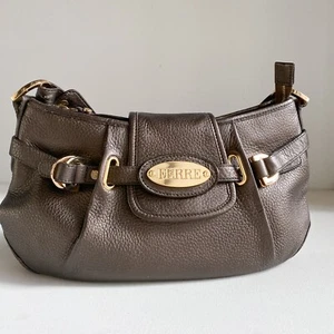 Gianfranco Ferré Beige Brown Pebbled Leather Oval Medium Shoulder Bag - Picture 1 of 11