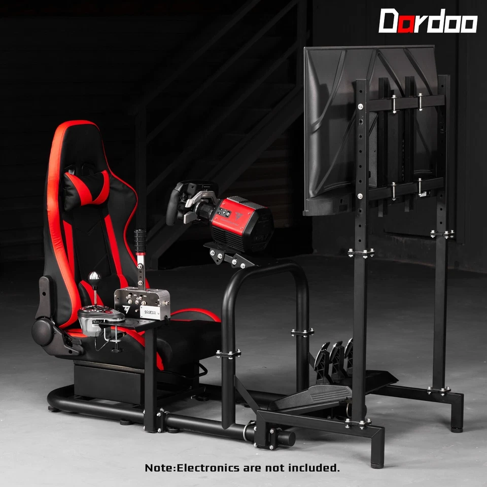 Dardoo Racing Sim Cockpit with Monitor Stand Seat Fit Logitech G29 G923 Fanatec
