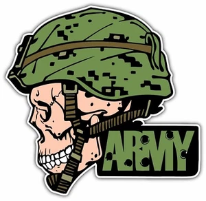 US Army Soldat Skelett Totenkopf Waffe Militär Auto Autoaufkleber Vinyl Aufkleber 5"X4" - Bild 1 von 1