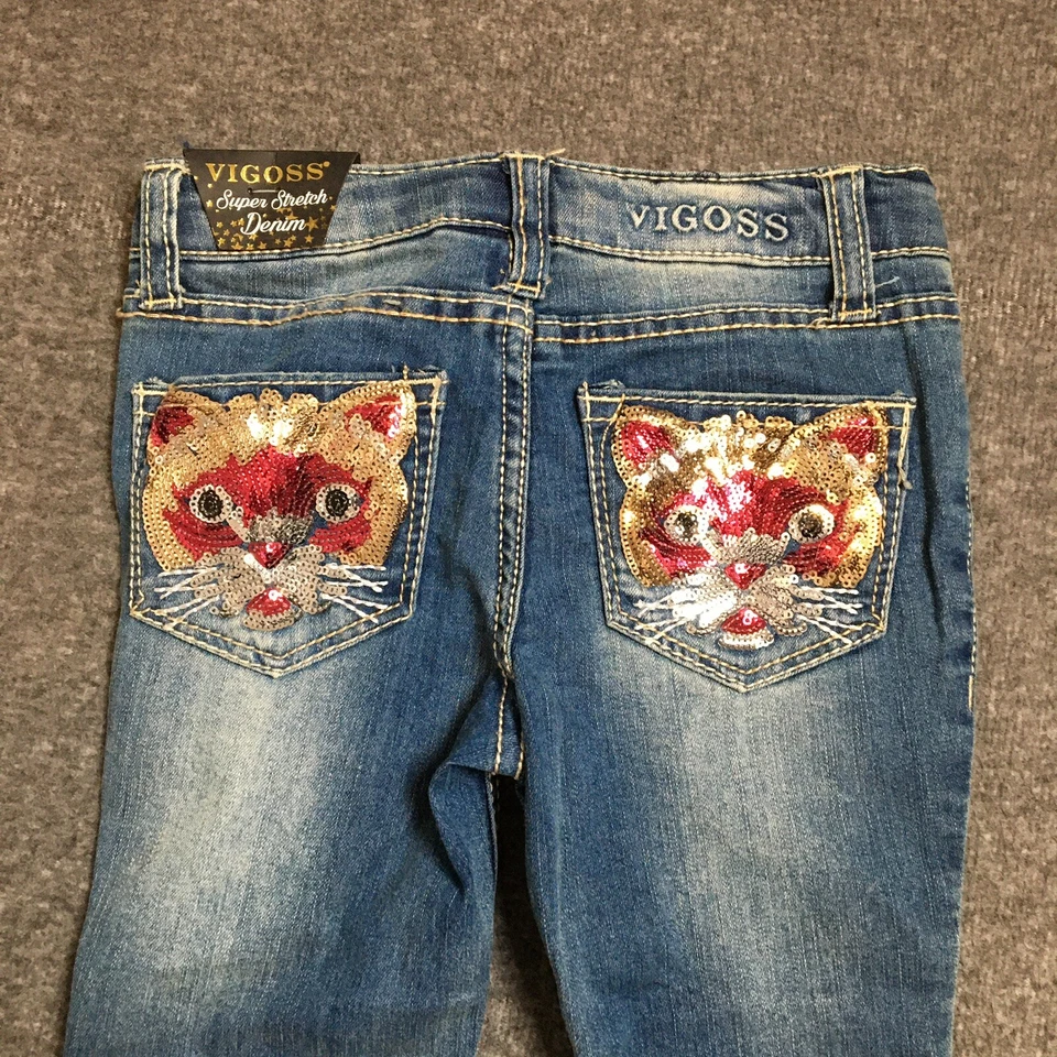 Jeans Vigoss Niñas 2T Ajustados The Jagger Cat Kitty Lentejuelas Nuevos con Etiquetas Foto 1 de 4