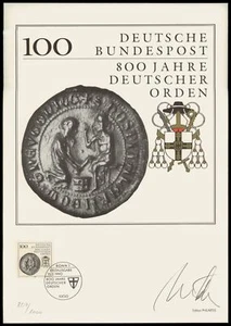 EDIZIONE ARTISTICA 1990 BUND 1451 ORDINE TEDESCO 800 ANNI - AUTOGRAFATO!! - Foto 1 di 3