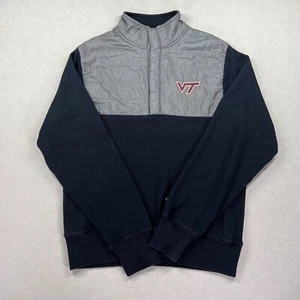 Virginia Tech Champion Reverse Weave Sweatshirt Mens M Gray Snap Tailgate VTG - Picture 1 of 16