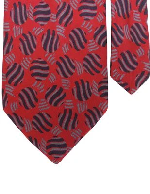 Corbata de cuello Henry a la Pensee 100 % seda ondulada roja multi 3 7/8" x 60" para hombre Foto 1 de 2