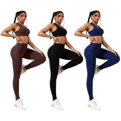 Women’s Seamless Workout Set - High Waist Leggings & Sports Bra - Gym & Yoga - Image 1 of 3