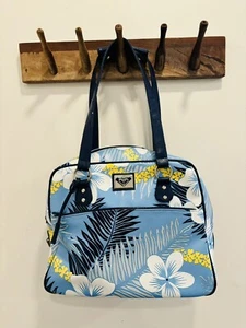 Vintage 90’s Roxy Y2K Hawaiian Pattern Carry On Travel Weekender Bag Blue Yellow - Picture 1 of 15