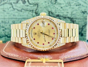 Rolex Day-Date President 36 18018 Pyramid Bezel Factory Diamond Ruby's Dial RARE - Picture 1 of 9