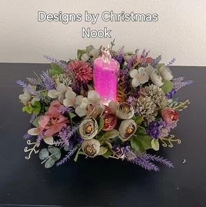 Mother's Day Centerpiece, LED Candle, 13" Stainless Steel Gold Plated Holder - Picture 1 of 4