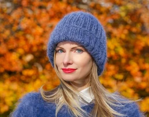 Fuzzy mohair hat thick beanie wool ski cap warm hand knitted skullcap SUPERTANYA - Picture 1 of 60