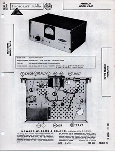1959 PENTRON CA-13 TUBE AMPLIFIER SERVICE MANUAL PHOTOFACT SCHEMATIC REPAIR FIX - Picture 1 of 1