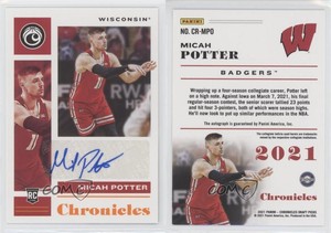 2021-22 Panini Chronicles Draft Picks Rookie Signatures Orange Micah Potter Auto