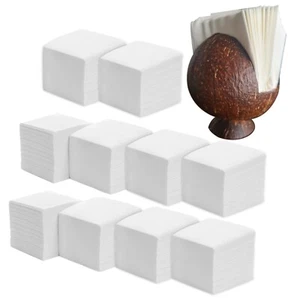 1000 pañuelos cuadrados desechables de papel blanco + soporte para pañuelos hechos a mano con cáscara de coco - Imagen 1 de 20
