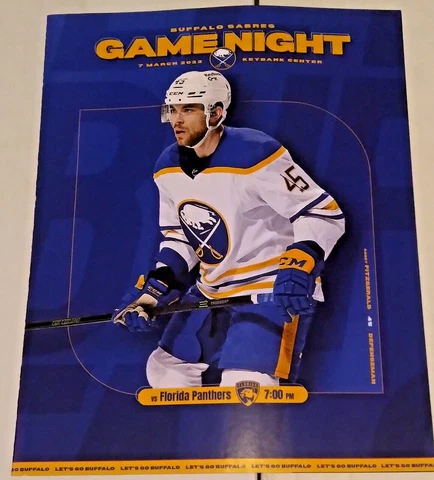 Buffalo Sabres Game Night Program & Casey Fitzgerald Mini-Poster 3/7/22 Cover