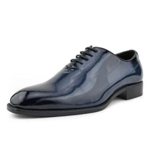 Brayden Boland Mens Navy Eel Skin Shiny Oxford Special Occasion Shoes Sz 10 NEW - Picture 1 of 13