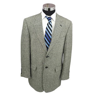 Meeting Street Blazer Mens 42 Gray Herringbone 2 Buttons Sports Coat Jacket - Picture 1 of 16