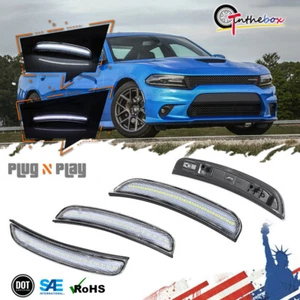 Clear Lens Front & Rear White LED Side Marker Lights FOR 2015-2023 DODGE CHARGER - Picture 1 of 9