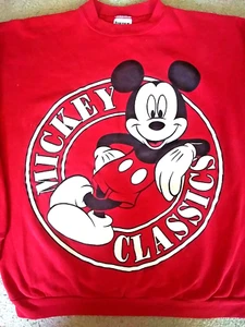 Vintage 1990's Tultex Disney Mickey Classic Red Crewneck Sweatshirt XL Pre-Owned - Picture 1 of 24