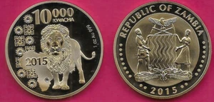 ZAMBIA 10,000 KWACHA 2015 BU 1 YEAR TYPE,LION,WILDLIFE OF AFRICA,COMMEMORATIVE I - Picture 1 of 1