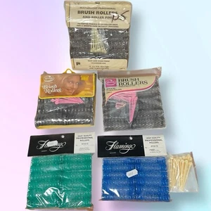 Lot of 5 VTG Wire Brush Hair Rollers Curlers - Goody Flamingo Featherlight - Picture 1 of 15