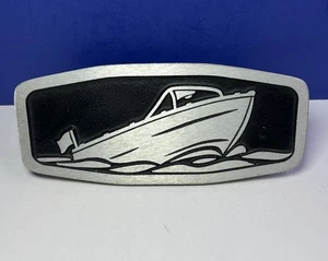 Cubierta de enganche de arte de barco de metal 8" x 3,5" placa de decoración de remolque de camión Heininger automático 2" - Imagen 1 de 8