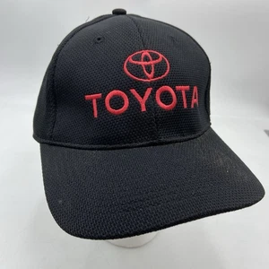 Toyota Logo Brushed Twill Cap Hat Black & Red Baseball Cap Flex Fit L/XL - Picture 1 of 4