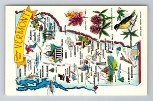 VT-Vermont, Aerial Of Map Area, Antique, Vintage Souvenir Postcard - Picture 1 of 2