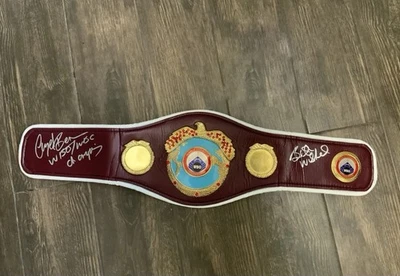 Nigel Benn Signed Inscription Mini WBO Belt  29” X 8”  British Boxing legend Coa - Image 1 of 4