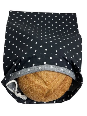 Черный в горошек хлопок хлеб мешок, многоразовый закваски льняной хлеб мешок, без отходов - Изображение 1 из 4