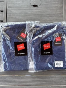2 Pack Hanes Men's Solid Knit Sleep Pants Size Small Blue - Picture 1 of 3