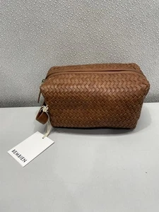 Bembien Pouchette-Sienna Woven Leather Makeup Bag, O/S - Picture 1 of 9