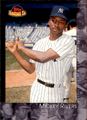 Tarjeta coleccionable de béisbol Mickey Rivers 2002 Fleer Greats #60 New York Yankees Foto 1 de 3