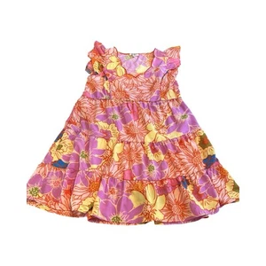 Umgee Womans Medium Multicolor Tropical Print Ruffle Cap Sleeve Dress - Picture 1 of 4