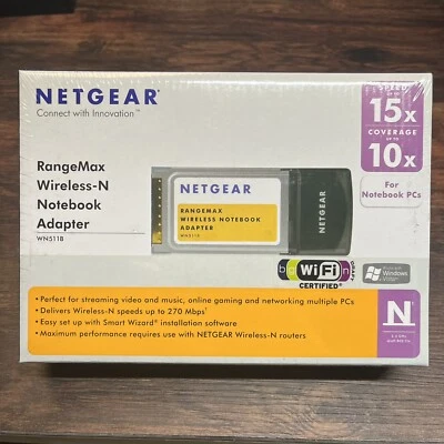 NETGEAR WN511B RANGEMAX WIRELESS PC CARD Network Adapter NEW SEALED - Image 1 of 4