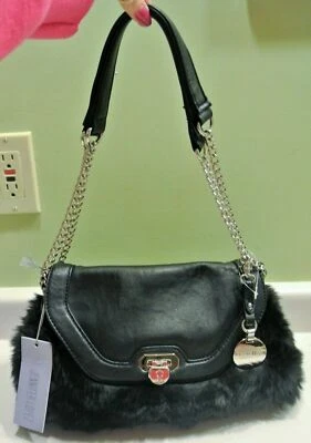 Jennifer Lopez Monedero Bolso sin asas Bolso de Mano Negro Piel y Cuero JLO NUEVO CON ETIQUETAS Nuevo Foto 1 de 4