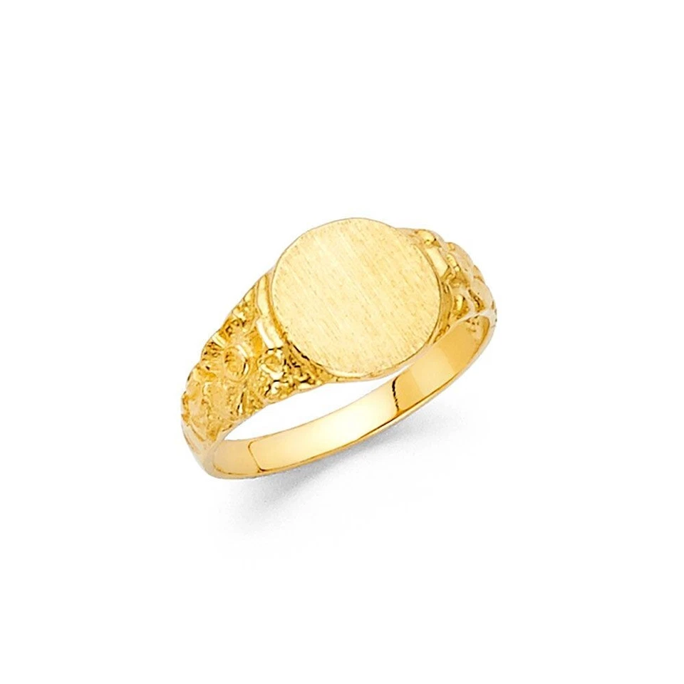 Kid 14k Yellow Real Gold Babies Signet Children's Baby Ring Band Size 3 - Image 1 of 1