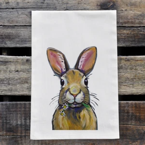 Easter Towel, Rabbit Towel, Spring Kitchen Decor - Picture 1 of 4