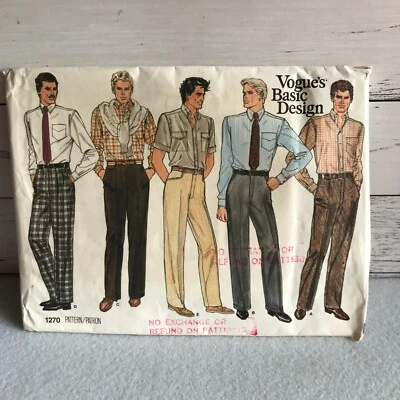 Vogue Sewing Pattern 1270  Men's  Straight Legged Pants   Size:  34 - Image 1 of 4