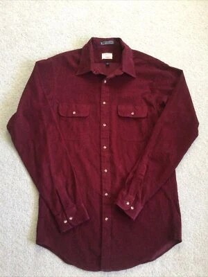 Camisa De Colección Enro Abotonada Camisa Occidental Borgoña Pana Para Hombres L Alta Corea Foto 1 de 4