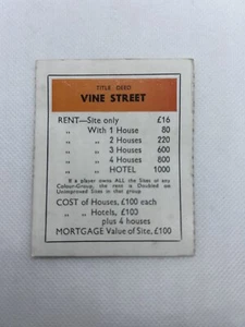 Monopoly Spare Replacement Card - Vine Street - Picture 1 of 2