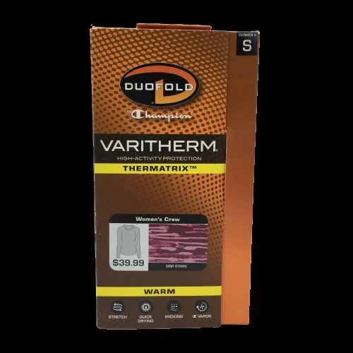 Womens Shirt SM Champion Varitherm Baselayer Duofold Thermatrix Pink Drip Stripe - Image 1 of 4