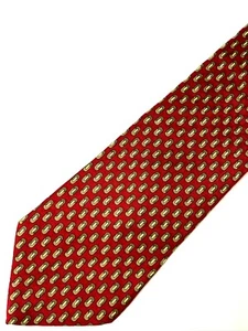 Brooks Brothers Basics Mens Necktie Tie Red Gold Geometric Silk 59" - Picture 1 of 4