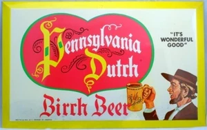 Original 1950s Pennsylvania Dutch Birch Beer Soda Advertising Sign Ju-C Orange - Picture 1 of 2