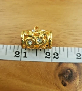 Gold Finish Hochwertig Kristall Strass Designer Zylinderform 1" Knopf - Bild 1 von 5