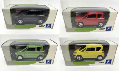 Lot 4 Peugeot 1007 Noir, Rouge, Vert, Jaune 1/64 3 Inches Norev Neuf Boite