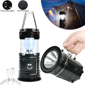 Linterna LED Solar Portátil USB Recargable Tienda de Campamento Luz Linterna Lámpara - Imagen 1 de 15