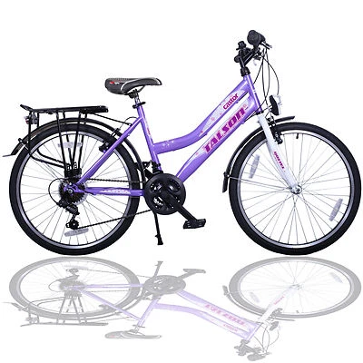 24 ZOLL MÄDCHENFAHRRAD SHIMANO 21GANG 24" FAHRRAD LILA-WEISS MIT BELEUCHTUNG 630 - Bild 1 von 4
