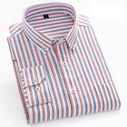  Herren Kleid Shirts Formelles Geschäft Langarm Gestreift Baumwolle Freizeit Shirts Tops