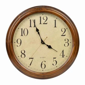 Old Oak 16-Inch Solid Wood Silent Non-Ticking Decorative Wall Clock with Larg... - Picture 1 of 5